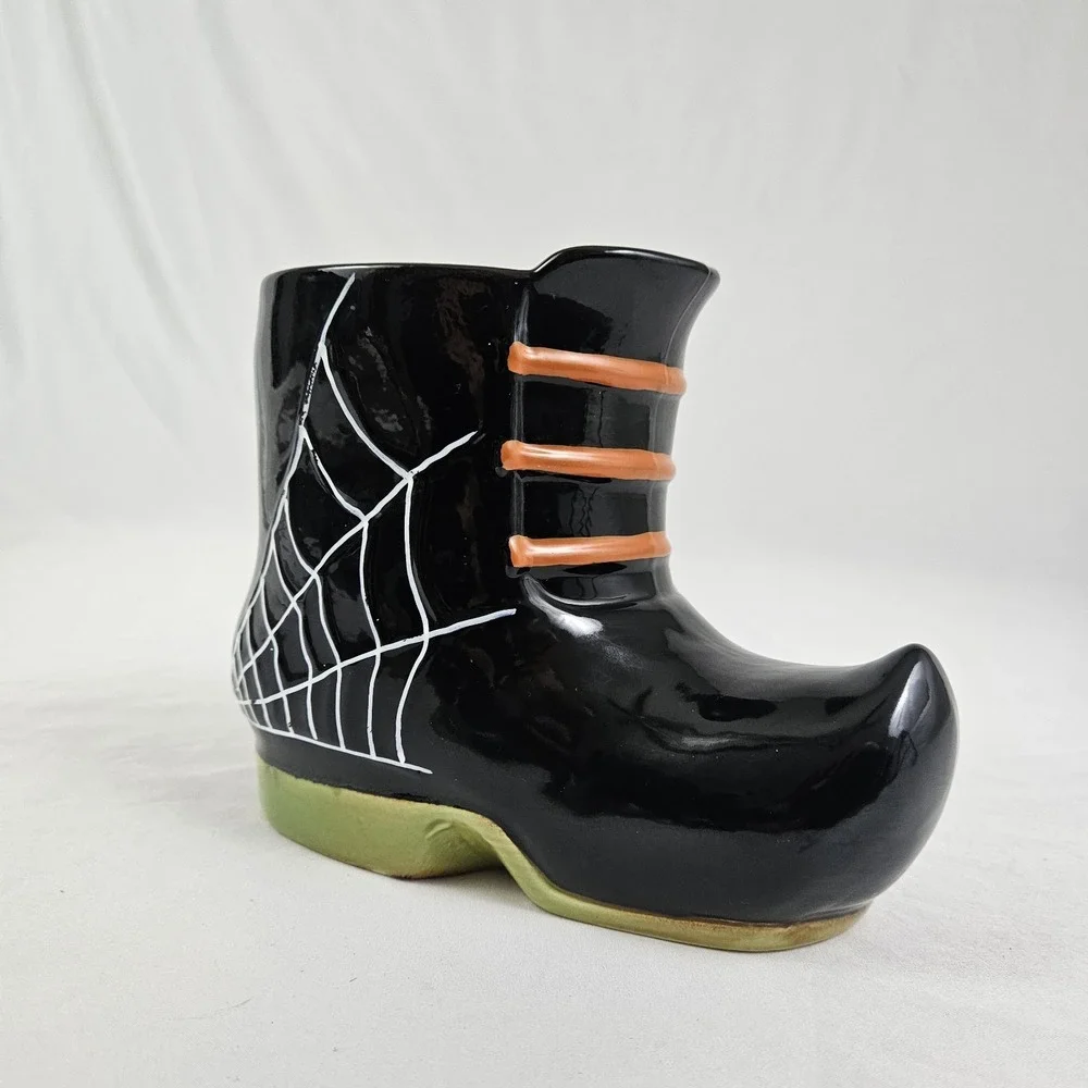 Yankee Candle Halloween Ceramic Witch Boot Candle Holder 1743779 Spider Web